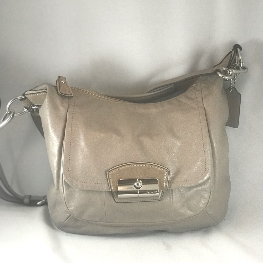 Coach Kristin Leather  Taupe /GrayShoulder Hobo.